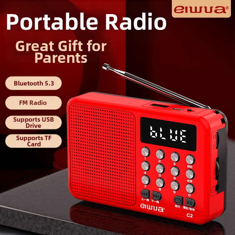 C6 daugiafunkcinis Bluetooth radijo MP3 Karaoke grotuvas su skaitmeniniu ekranu; USB/TF atkūrimas; 5W išvestis; SNR ≥53 dB; Baterija 1000–1999 mAh