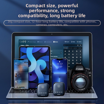 M18 Lavalier mikrofons ar Bluetooth 5.0, Iekšējā baterija 500–800 mAh, Darba laiks 8–12 stundas, Frekvenču diapazons 100 Hz–20 kHz