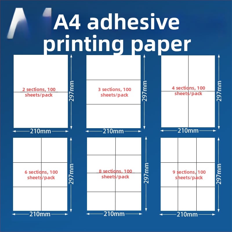 A4 līmējams drukas papīrs etiķetēm – taisnstūra, drukājams formāts, 170 g/m², dzeltenā pamatne