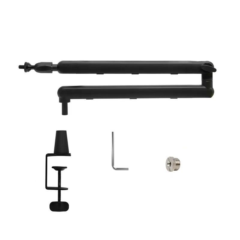 B.BMIC NB-F10 Mikrofono stovas stalui, sulankstomas aliumininis, universalus mikrofonui/telefonui/tabletei/GoPro, laidinis (laidinis; universalus suderinamumas; sulankstomas aliumininis)