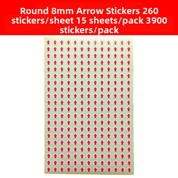 Apaļš uzlīme ar bultiņu, pašlīmējoša, vara plāksnes materiāls, karstās kausēšanas līmes, 80°C temperatūras izturība, stipra izturība pret vilkmi