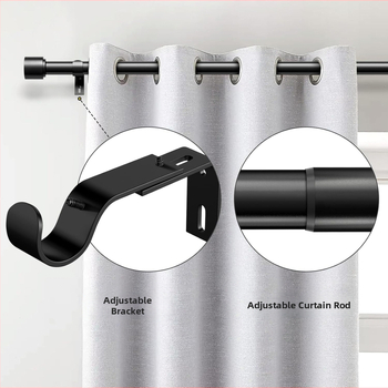 Užuolaidų lazda (Romos lazda) – Viena lazda, pramoninio stiliaus užuolaidų lazda, šoninis ir viršutinis tvirtinimas; pagrindas: derva; lazda: anglies plienas