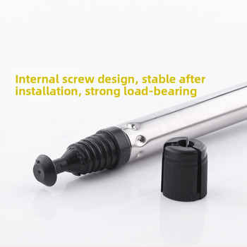 Nerūdijančio plieno teleskopinis vonios laikiklis, skirtas užuolaidoms ir drabužiams – be gręžimo