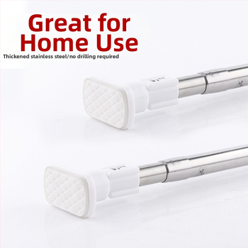 Nerūdijančio plieno teleskopinis vonios laikiklis, skirtas užuolaidoms ir drabužiams – be gręžimo