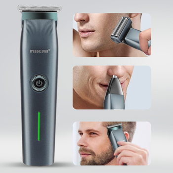 Vyrų 3-1 plaukų kirpimo rinkinys - USB įkraunamas elektrinis kirpėjas, nosies plaukų kirpimo įrankis ir skustuvas, nuimamos ir plaunamos pjovimo galvos, nerūdijančio plieno peiliukai.