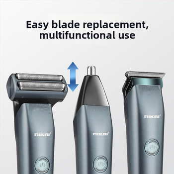 Vyrų 3-1 plaukų kirpimo rinkinys - USB įkraunamas elektrinis kirpėjas, nosies plaukų kirpimo įrankis ir skustuvas, nuimamos ir plaunamos pjovimo galvos, nerūdijančio plieno peiliukai.