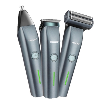 Vyrų 3-1 plaukų kirpimo rinkinys - USB įkraunamas elektrinis kirpėjas, nosies plaukų kirpimo įrankis ir skustuvas, nuimamos ir plaunamos pjovimo galvos, nerūdijančio plieno peiliukai.