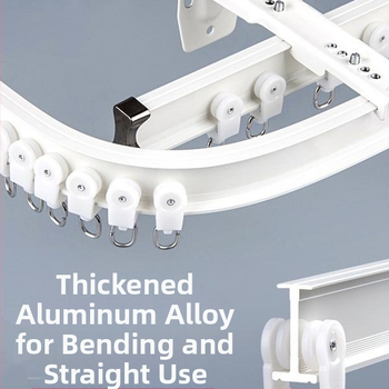 Aliuminio lydinio užuolaidų bėgelio sistema — lenkta ir tiesi bėgeliai, kampiniam langui, montavimas viršuje arba šonuose, vieno arba dvigubo bėgelio, tylus slydimas