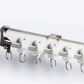 Aluminijski sustav tračnica za zavjese — zakrivljena i ravna tračnica, za kutni prozor, montaža gornja ili bočna, jednoslojna ili dvostruka tračnica, tiho klizanje