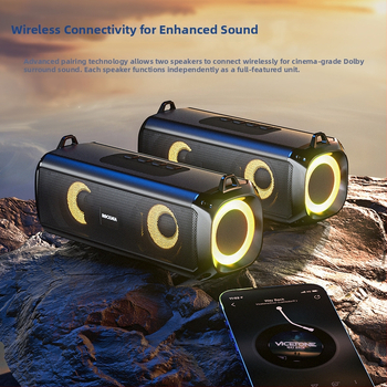 Prijenosni Bluetooth zvučnik s subwooferom i svjetlom, BT 5.0, ukupna snaga 10W, 20Hz-20kHz, domet 15 m, ugrađena baterija 800–1000mAh