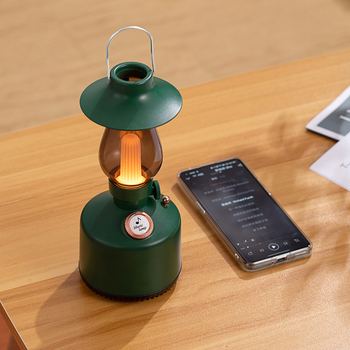 Retro bežični Bluetooth zvučnik s časovnom lampom i ugrađenom rasvjetom, 4 zvučnika, Bluetooth 5.0, IPX4, 100Hz-20kHz, baterija 1000-1200 mAh