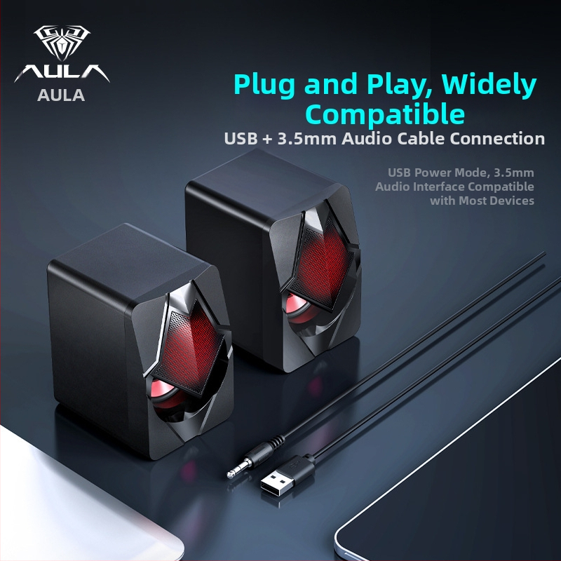 Wolf Spider N-525 kompiuterio garsiakalbis su USB maitinimu, 2 kanalų, 3,5 mm įvestis, 5W, 200Hz-16kHz