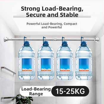 Teleskopinė nerūdijančio plieno lazda vonios kambariui – šiuolaikinis minimalistinis dizainas, skirta dušo užuolaidoms, drabužių laikikliui ir garderobei; prekinis ženklas Shuntiancai