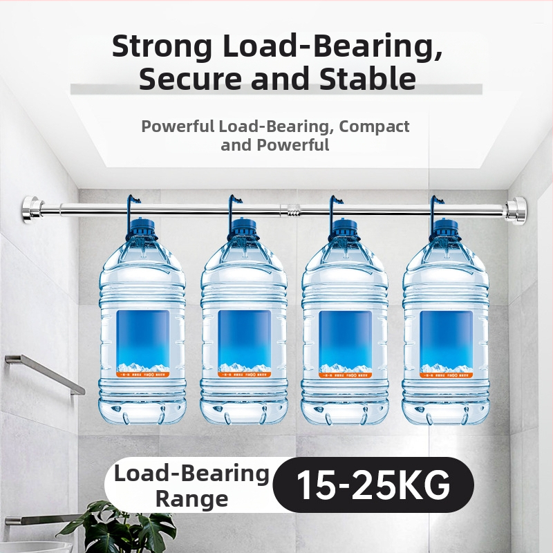 Teleskopinė nerūdijančio plieno lazda vonios kambariui – šiuolaikinis minimalistinis dizainas, skirta dušo užuolaidoms, drabužių laikikliui ir garderobei; prekinis ženklas Shuntiancai