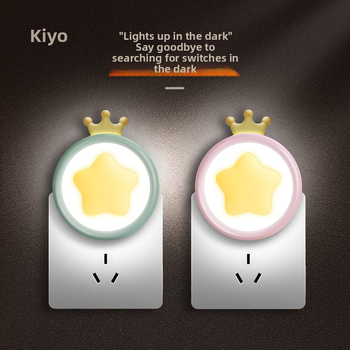 Naktinė lemputė su žvaigždžių karūna, LED, lizdinės rozetės maitinimas, indukcinis jungiklis, ABS gaubtas