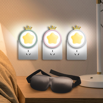 Csillagkoronás LED éjszakai lámpa, konnektoros tápellátás, induktív kapcsoló, ABS búra, modern stílus