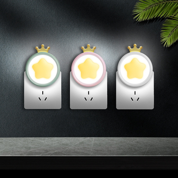 Csillagkoronás LED éjszakai lámpa, konnektoros tápellátás, induktív kapcsoló, ABS búra, modern stílus