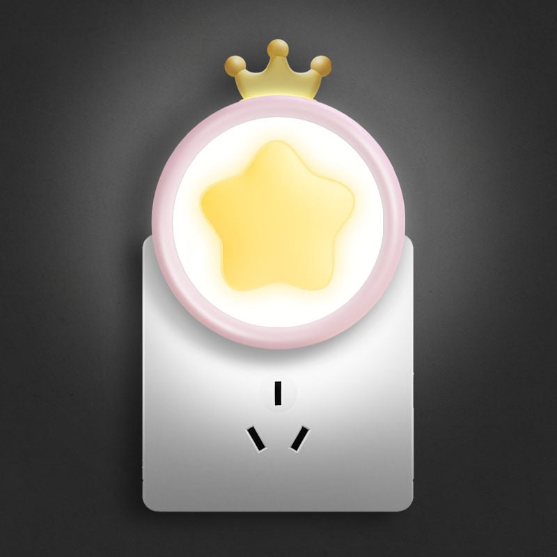 Csillagkoronás LED éjszakai lámpa, konnektoros tápellátás, induktív kapcsoló, ABS búra, modern stílus