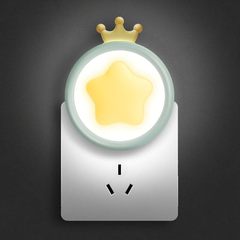 Csillagkoronás LED éjszakai lámpa, konnektoros tápellátás, induktív kapcsoló, ABS búra, modern stílus