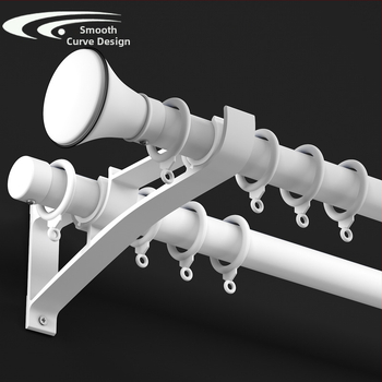 Римска пръчка за завеси от алуминиева сплав, модел TG28, горно и странично монтирана, с опора за глава