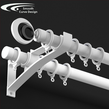 Римска пръчка за завеси от алуминиева сплав, модел TG28, горно и странично монтирана, с опора за глава