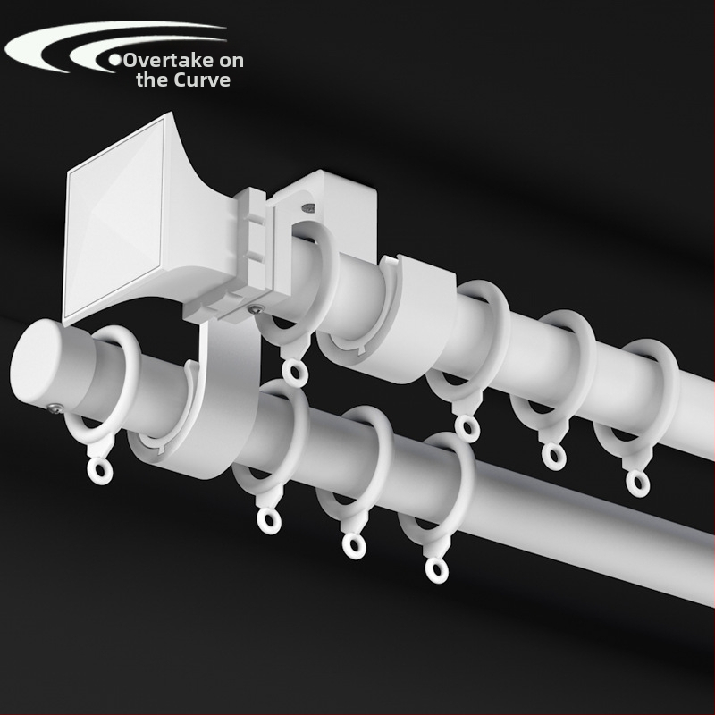 Римска пръчка за завеси от алуминиева сплав, модел TG28, горно и странично монтирана, с опора за глава