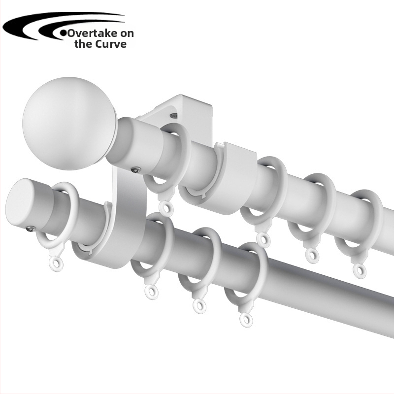 Римска пръчка за завеси от алуминиева сплав, модел TG28, горно и странично монтирана, с опора за глава