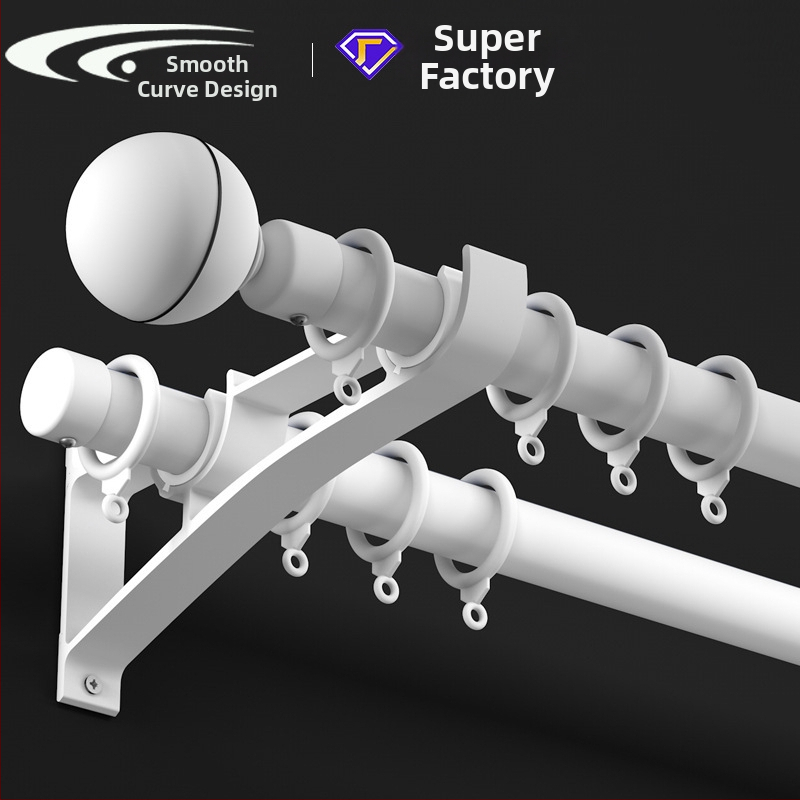 Римска пръчка за завеси от алуминиева сплав, модел TG28, горно и странично монтирана, с опора за глава