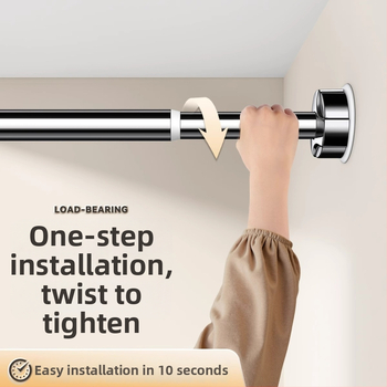 Teleskopinė sieninė drabužių džiovyklė lazdelė — nerūdijančio plieno, vonios kambarys, šiuolaikiškas minimalistinis stilius, išleista 2024 m.