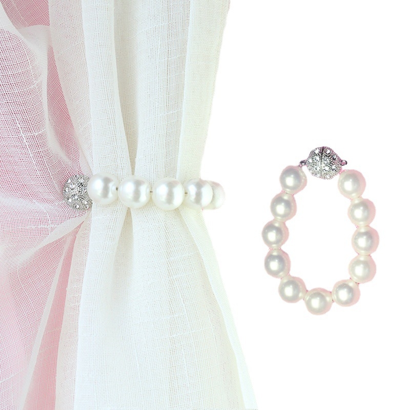 Užuolaidų sagtis su magnetu ir perle - Pearl magnet buckle modelis, šiuolaikinio minimalistinio stiliaus, tinka visų tipų užuolaidoms