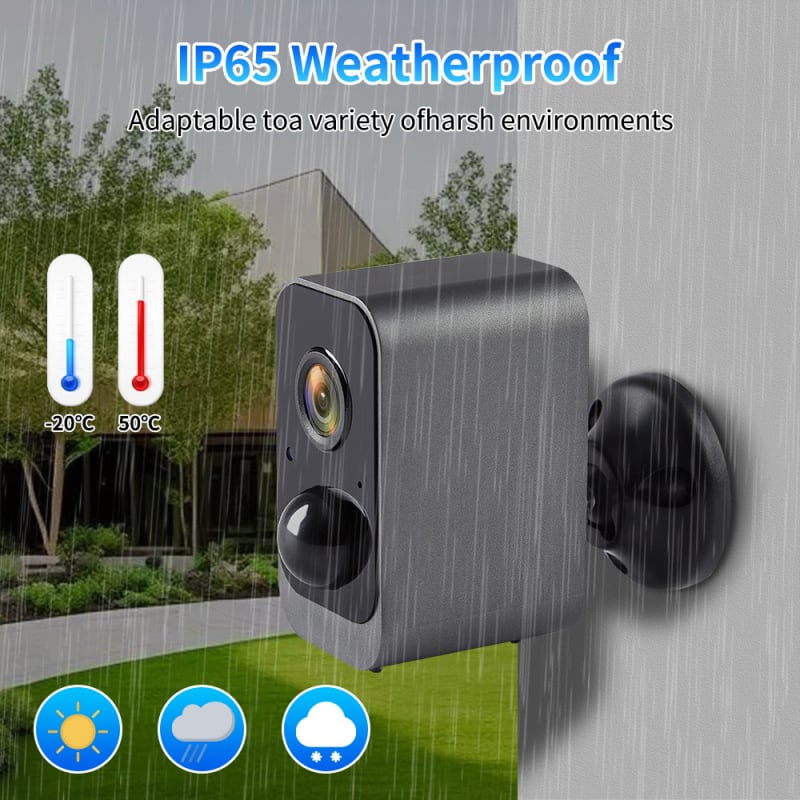 Belaidė baterijomis maitinama stebėjimo kamera, HD 1440p naktinis matymas, vidaus ir lauko naudojimui, IR nuotolis 8–15 m