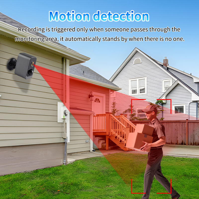 Belaidė baterijomis maitinama stebėjimo kamera, HD 1440p naktinis matymas, vidaus ir lauko naudojimui, IR nuotolis 8–15 m