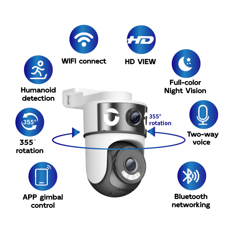 Sferinė kamera, 360° panorama - minimalus apšvietimas 0,005 lx - SNR > 38 dB - viduje / lauke naudojimui - maitinimas 5V