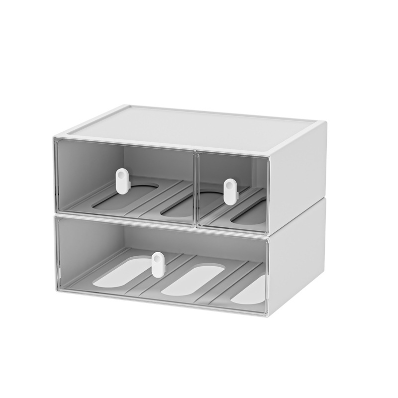 Desk organizator s ladicama i mrežastim pregradama, 1–3 ladice, plast HIPS/PS/PP, za školske potrepštine i kozmetiku, Smell the Heart