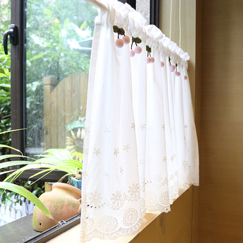 Dverų užuolaida, medvilnės audinys su vyšnių siuvinėjimu, pusiau šešėlis, prancūziško kaimiško amerikinio stiliaus, Iris Country Brigade