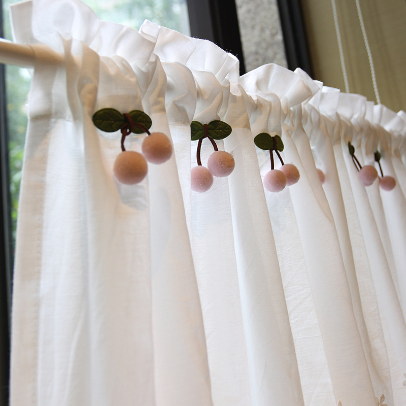 Dverų užuolaida, medvilnės audinys su vyšnių siuvinėjimu, pusiau šešėlis, prancūziško kaimiško amerikinio stiliaus, Iris Country Brigade