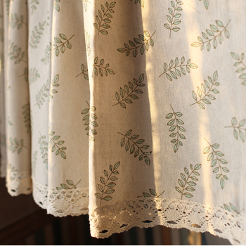 Medvilnės-lino užuolaida su strypo kišeliu, Skandinavijos lapų atspaudas, tinkama svetainei, miegamajam ir virtuvei, 40-70% šešėliavimas