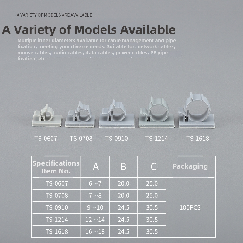 Suport adeziv pentru cabluri TS0607891012141618 pentru gestionarea cablurilor - Jin Ruicheng