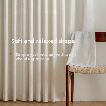 Chenille poliestera caurspīdīgās aizkari – moderns minimālisks stils dzīvojamai istabai, ar biezu un klusu stieni