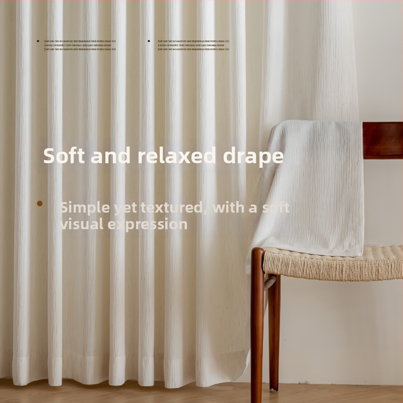 Chenille polüester kiududest läbipaistvad kardinad – kaasaegne minimalistlik stiil elutoas, paksenenud ja vaikne rööbas