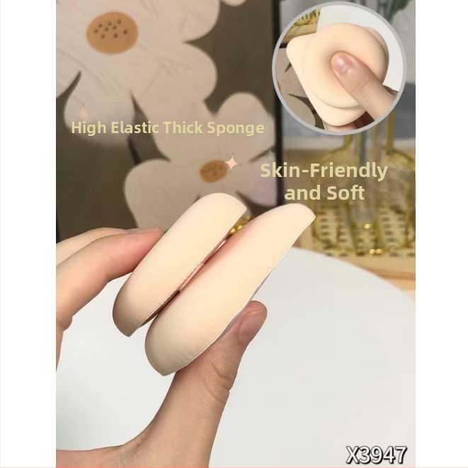 Snowmary séria Marshmallow púderový puf, v tvare fanú a kruhu, hydrofilný nelatexový špongový puf, vysoká elasticita, na suché aj mokré použitie