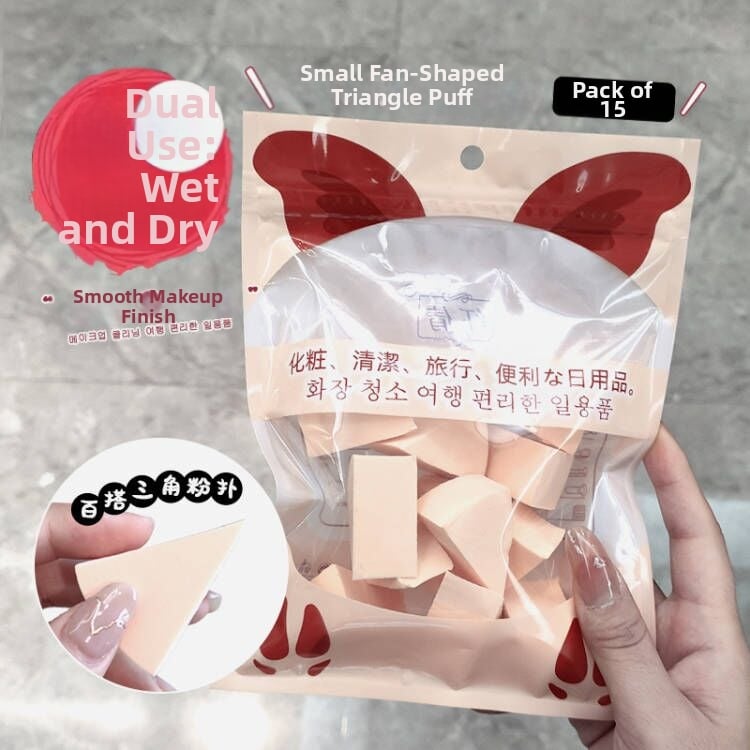 Vienreizējās lietošanas trīsstūra pūdera sūklis grims, sausai un mitrai lietošanai, materiāls: sūklis, 15 gab. iepakojumā