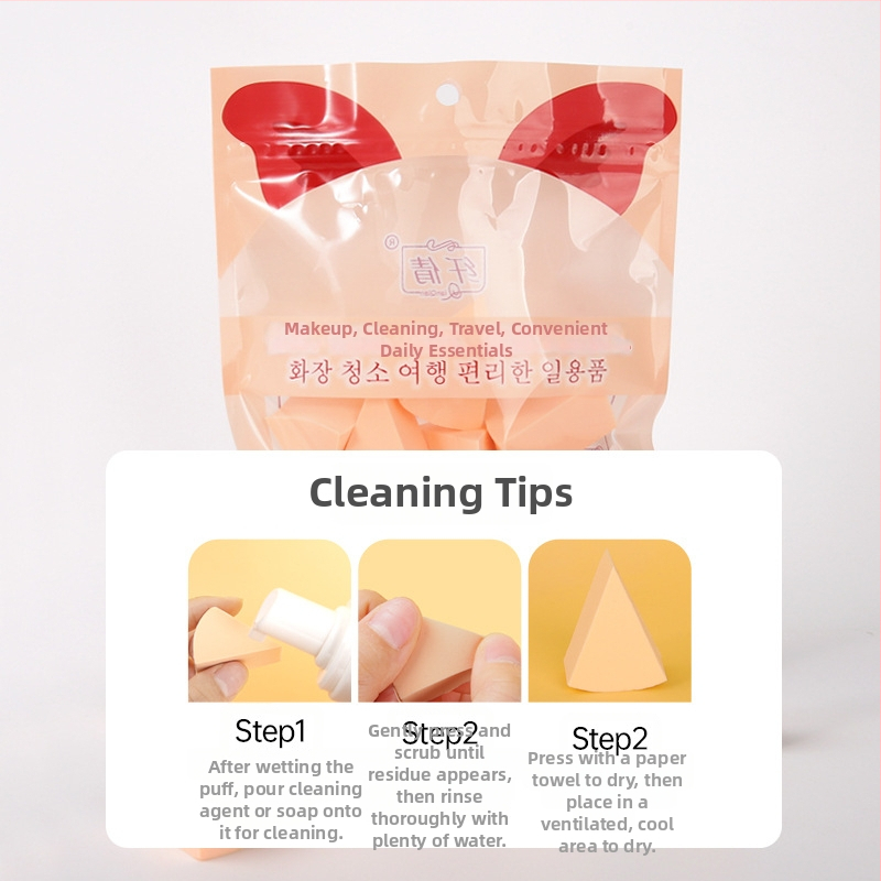 Jednorazový trojuholníkový špongový puff na púder, suché aj mokré použitie, materiál: špong, 15 kusov v balení