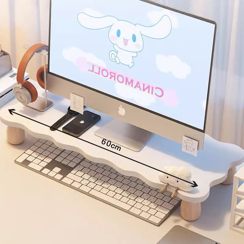 Podizni nosač monitora s deskom za pohranu, drvo/bambus, višestruka namjena, montaža na stol, 1 sloj