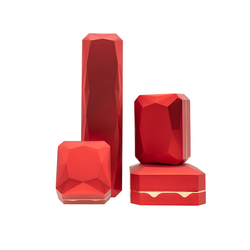 LED astoņstūra rotaslietu kastīte ar gaismu – plastmasas iepakojuma kārbiņa rotaslietām, piemērota gredzeni, pendanti, rokassprādzes un kaklarotas