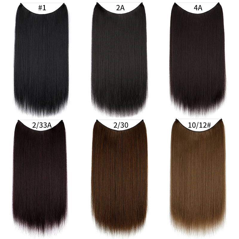 Перука за жени с прави коси, термоустойчиво влакно, модел с мрежеста лента, може да се боядиса