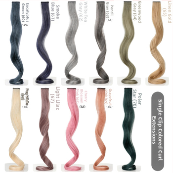 Перука за жени с дълги къдрави кичури, клип-ин, обемна, може да се боядиса, термоустойчива синтетика