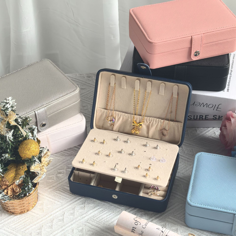 Portatīvā divlīmeņu PU ādas juvelierizstrādājumu kastīte, ūdensizturīga, juvelierizstrādājumu uzglabāšanai
