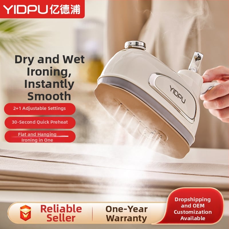 Yidepu rokas drēbju tvaika gludināšanas ierīce, 1000 W, AC 111–240 V, ūdens tvertnes tilpums 0,9–1,3 L, temperatūras regulēšana otrajam līmenim