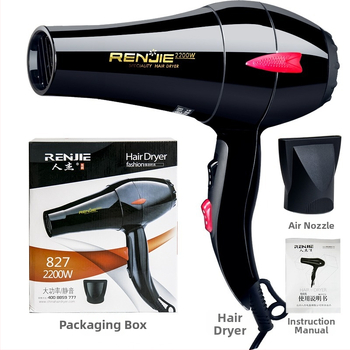 Renji 827 Plaukų džiovintuvas - 2200W, Karštas ir šaltas oras, šepetėlių variklis, 220V, ABS korpusas
